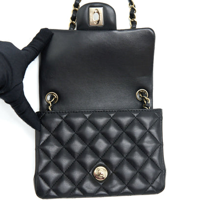 Chanel Mini Square Flap Bag Lambskin Black L