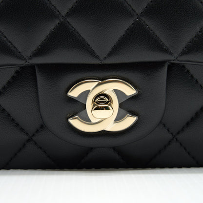 Chanel 21K Top Handle Mini Rectangular Flap Bag Black