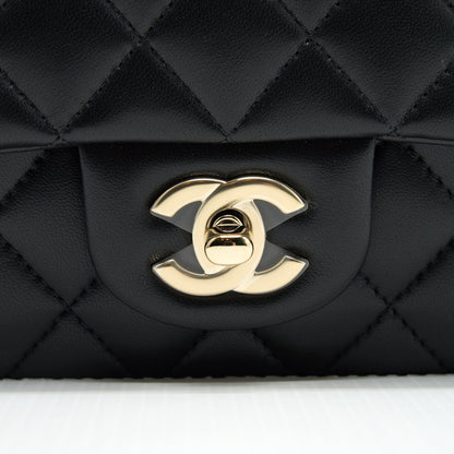 Chanel 21K Top Handle Mini Rectangular Flap Bag Black