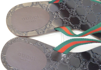 GUCCI Brown GG Thong Web Sandal Size 40.1/2 270374