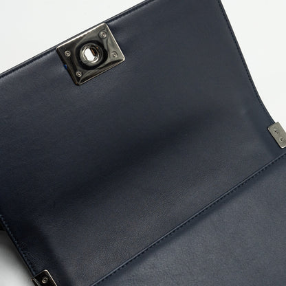 CHANEL Medium Boy Bag Calfskin Navy