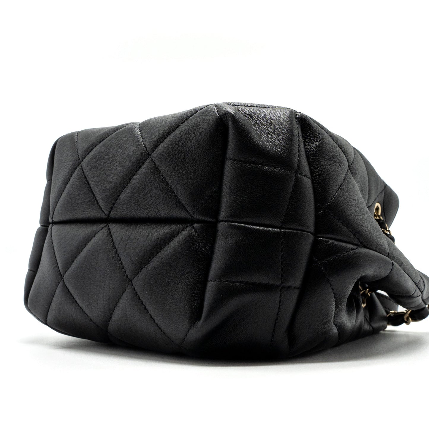 Chanel Drawstring Bucket Bag Calfskin Black L