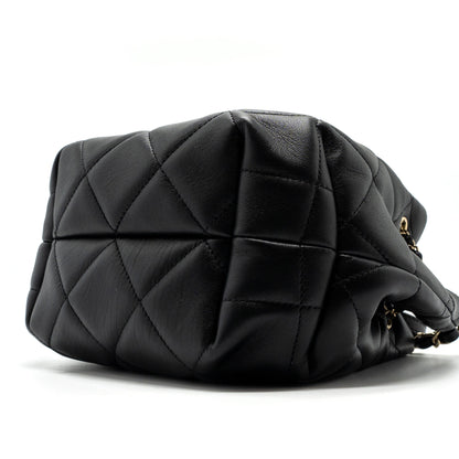 Chanel Drawstring Bucket Bag Calfskin Black L