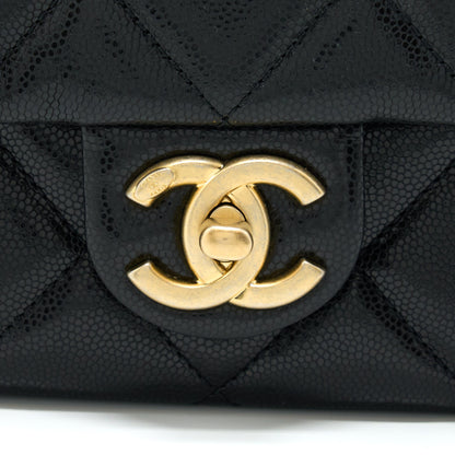 Chanel 22A Small Flap Bag Caviar Black Brushed Gold Hardware