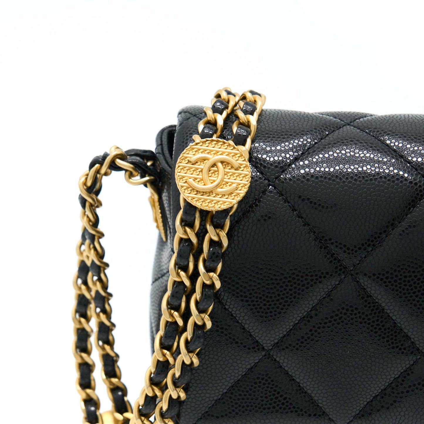 Chanel 22A Small Flap Bag Caviar Black Brushed Gold Hardware