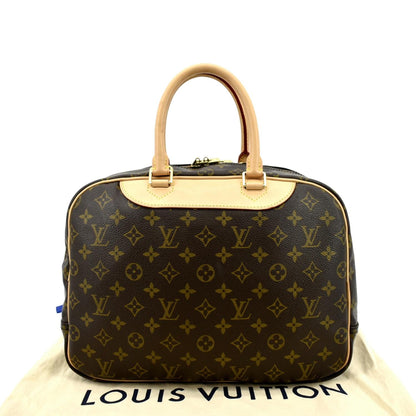 LOUIS VUITTON Deauville Bowling Monogram Canvas Satchel Bag Brown