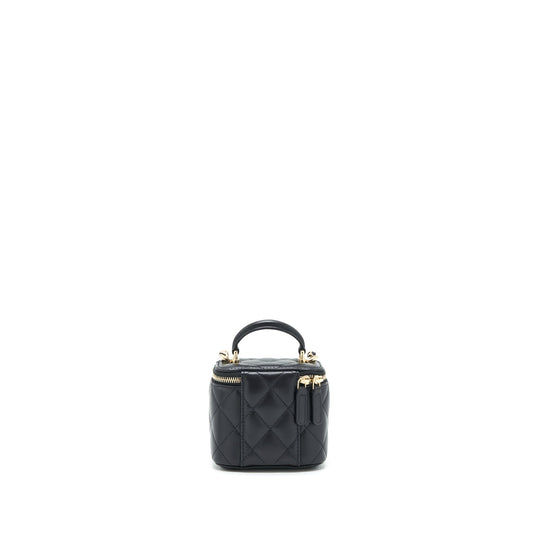 Chanel Top Handle Mini Vanity With Chain Lambskin Black L