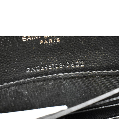 YVES SAINT LAURENT Cassandre Grain De Poudre Embossed Leather Chain Envelope Bag Black