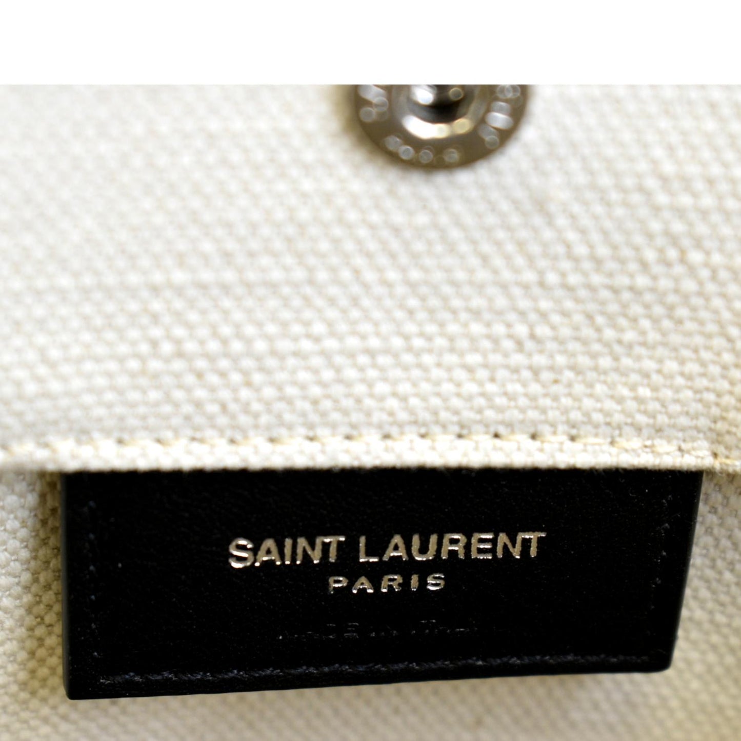 YVES SAINT LAURENT Rive Gauche Linen Bucket Bag White