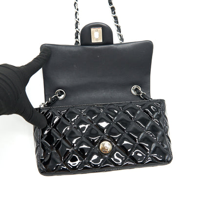 Chanel Mini Rectangular Flap Bag Patent Leather Black