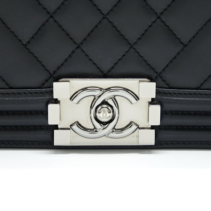 Chanel Medium Boy Bag Quilted And Chevron Calfskin Black