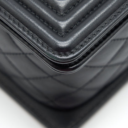 Chanel Medium Boy Bag Quilted And Chevron Calfskin Black