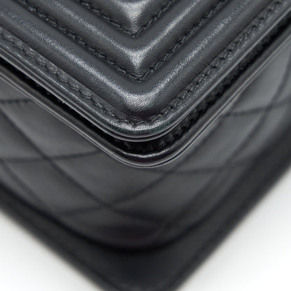 Chanel Medium Boy Bag Quilted And Chevron Calfskin Black