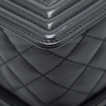 Chanel Medium Boy Bag Quilted And Chevron Calfskin Black