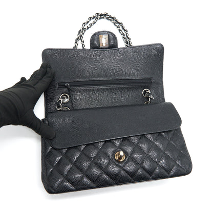 Chanel Medium Classic Double Flap Caviar Black  serial 12