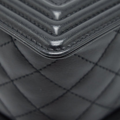 Chanel Medium Boy Bag Quilted And Chevron Calfskin Black