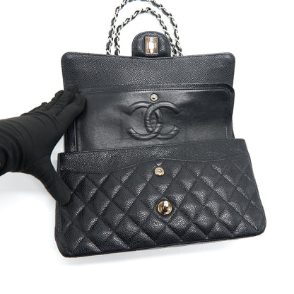 Chanel Medium Classic Double Flap Caviar Black  serial 12