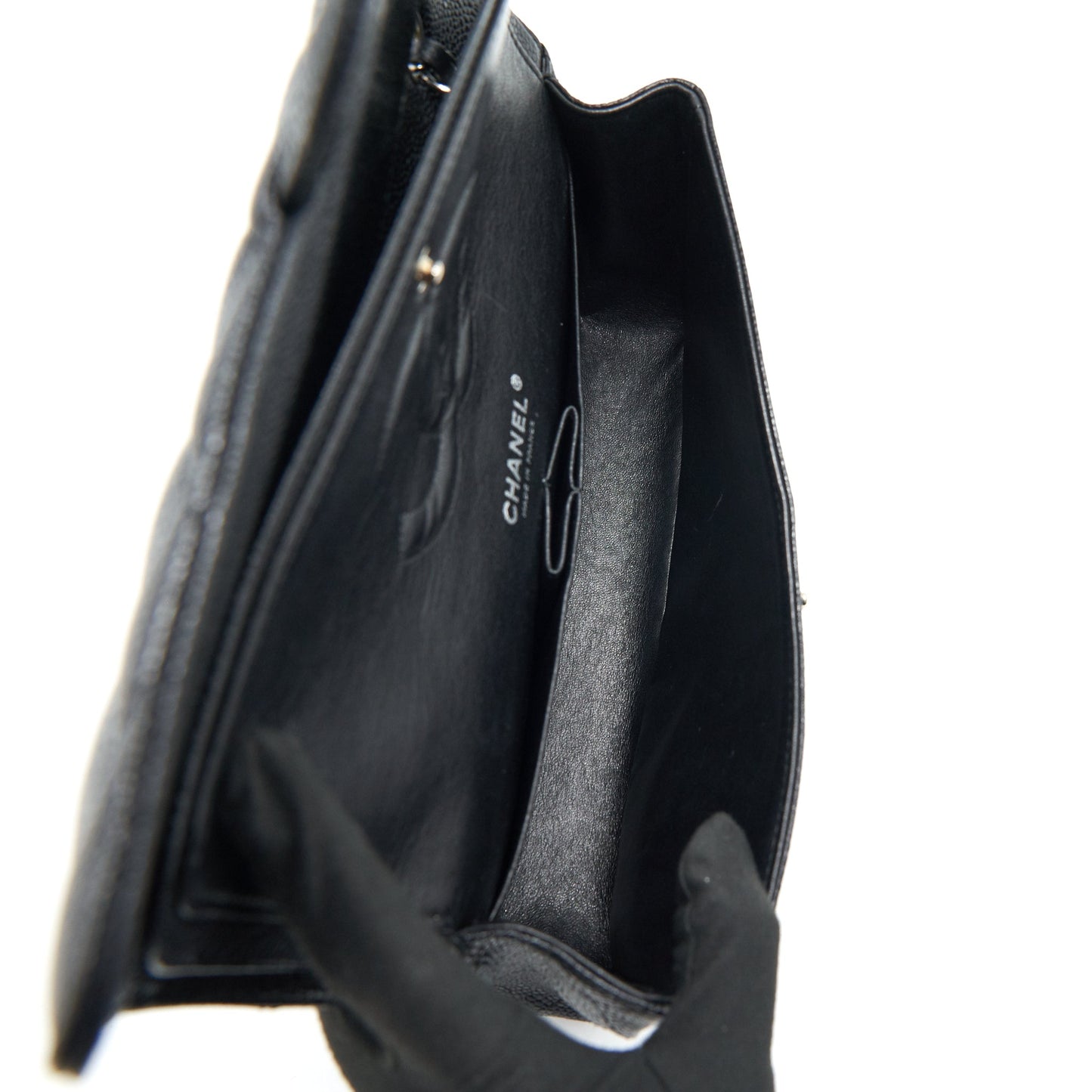 Chanel Medium Classic Double Flap Caviar Black  serial 12