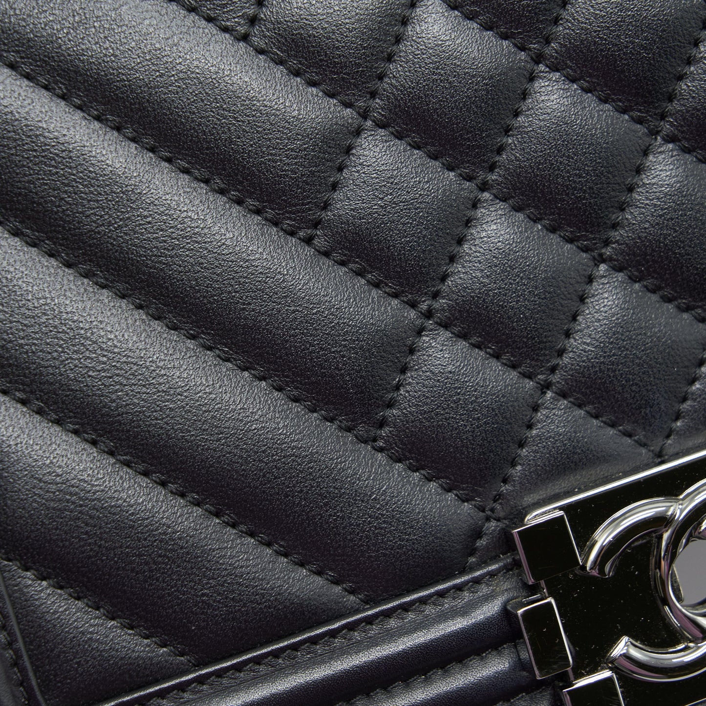 Chanel Medium Boy Bag Quilted And Chevron Calfskin Black