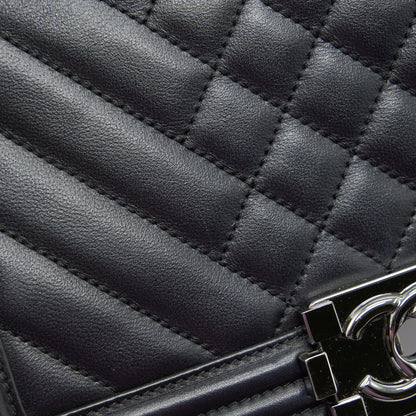 Chanel Medium Boy Bag Quilted And Chevron Calfskin Black