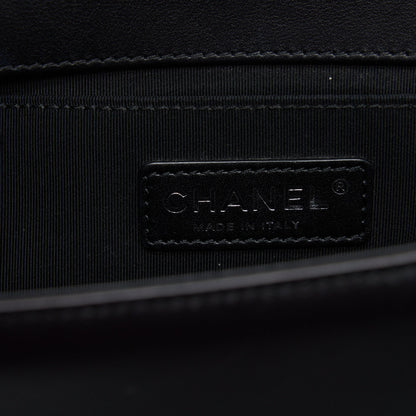 Chanel Medium Boy Bag Quilted And Chevron Calfskin Black