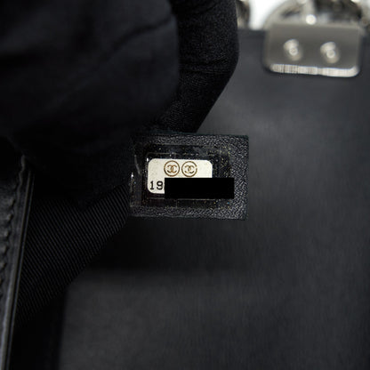 Chanel Medium Boy Bag Quilted And Chevron Calfskin Black