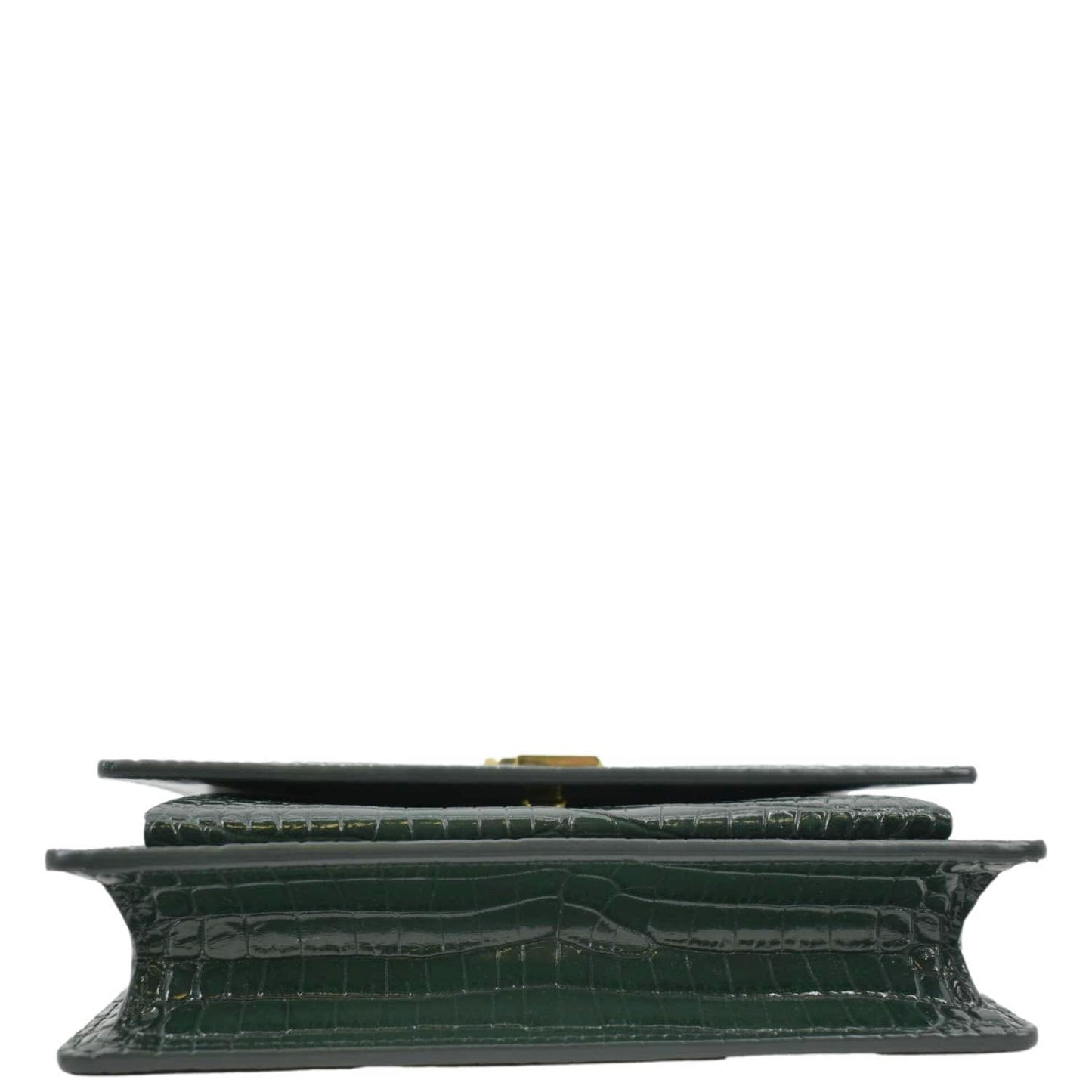 YVES SAINT LAURENT Sunset Crocodile Embossed Leather Crossbody Bag Green