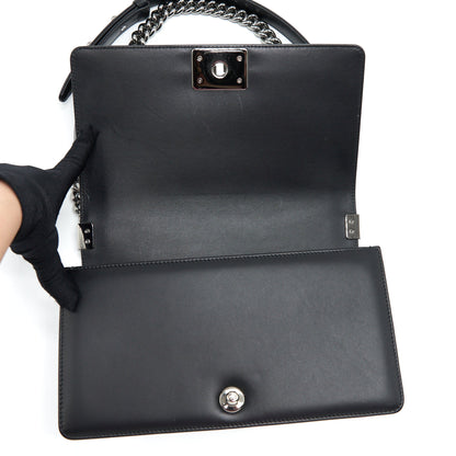 Chanel Medium Boy Bag Quilted And Chevron Calfskin Black