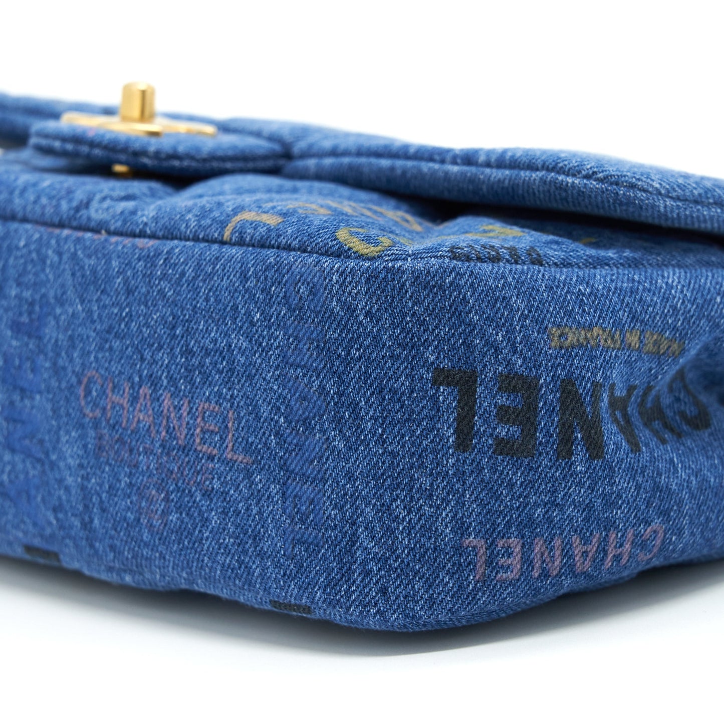 Chanel 22P Multicolor Denim Logo Flap Bag 28cm Blue