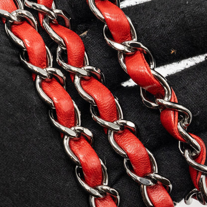 Chanel mini square flap bag lambskin Red black hardware