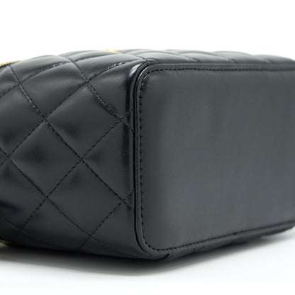 Chanel 22S Letter Top Handle Long Vanity With Chain Lambskin Black