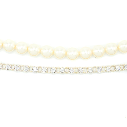 Chanel CC Logo Bracelet Pearl/Crystal Light Gold Tone