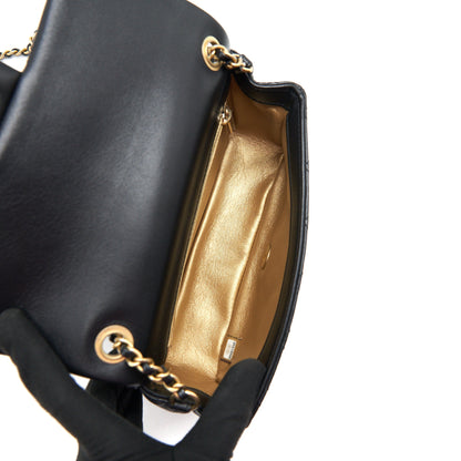 Chanel 22C pearl Crush Mini rectangular Flap Bag Lambskin Black