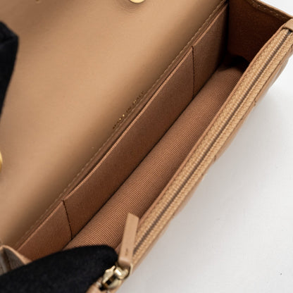 Chanel 22K gold pillar mini flap bag lambskin dark beige  (Microchip)