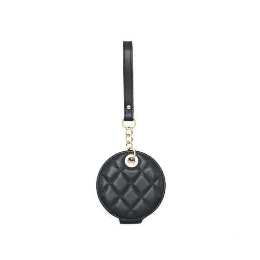 CHANEL QUILTED LUGGAGE TAG LAMBSKIN BLACK L