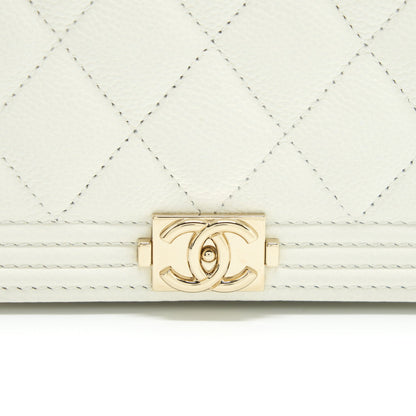 Chanel Boy Wallet On Chain Caviar White L