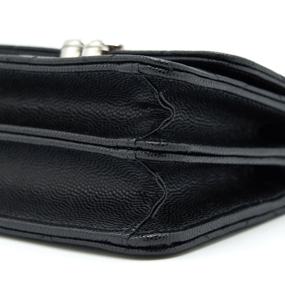Chanel 22S Giant Chain Top Handle Mini Flap Bag Caviar Black