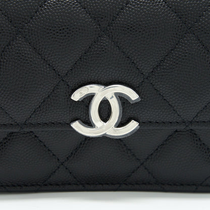 Chanel 22S Giant Chain Top Handle Mini Flap Bag Caviar Black