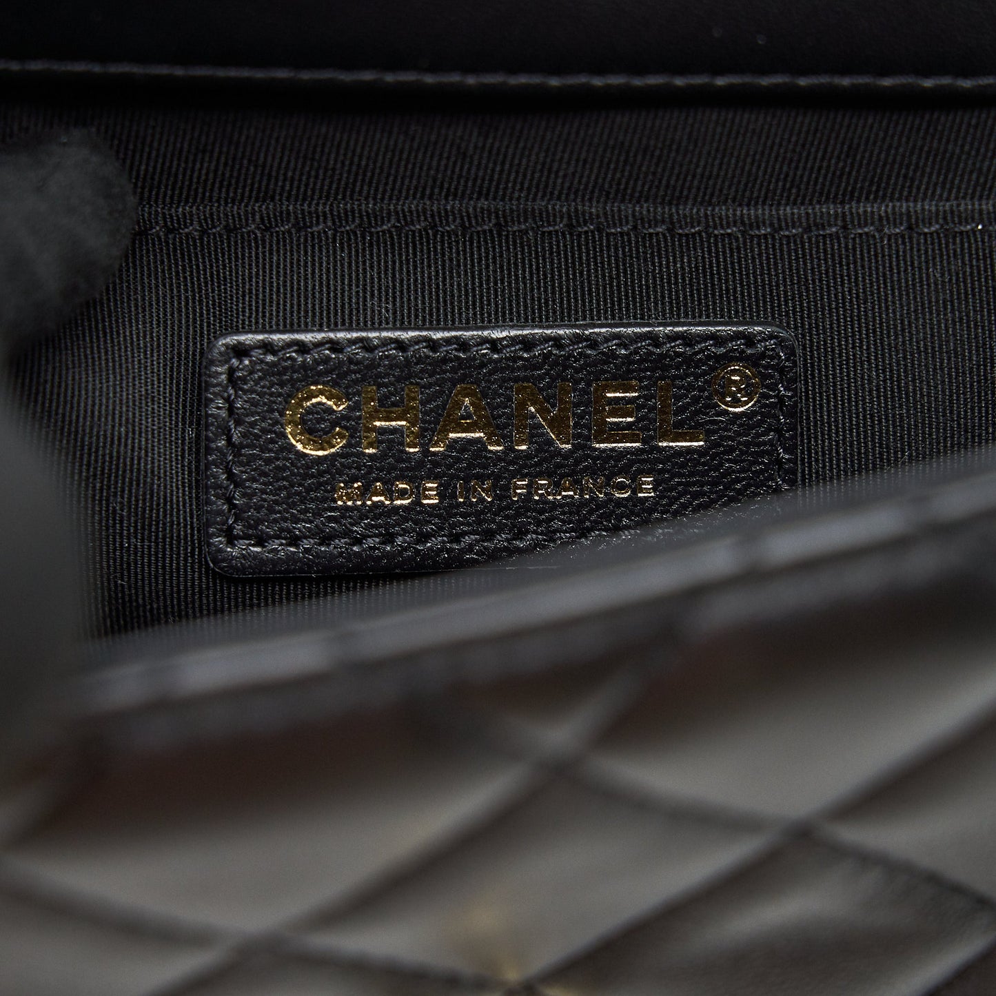 Chanel Pearl Chain Flap Bag Quilted Grained Lambskin Black L