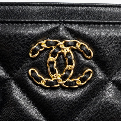 Chanel 19 Cardholder Lambskin Black