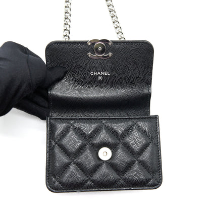 Chanel 22S Giant Chain Top Handle Mini Flap Bag Caviar Black