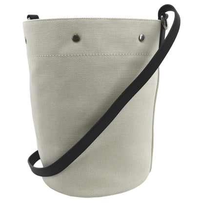 YVES SAINT LAURENT Rive Gauche Linen Bucket Bag White