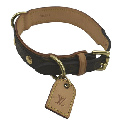 LOUIS VUITTON Baxter Monogram Canvas Dog Collar Brown