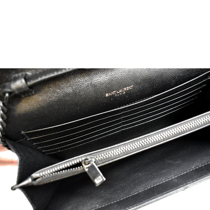 YVES SAINT LAURENT Cassandre Matelasse Chain Wallet Crossbody Bag Black