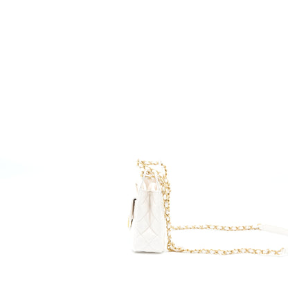 Chanel 23C Small Hobo Bag Shiny Calfskin White Brushed  (Microchip)
