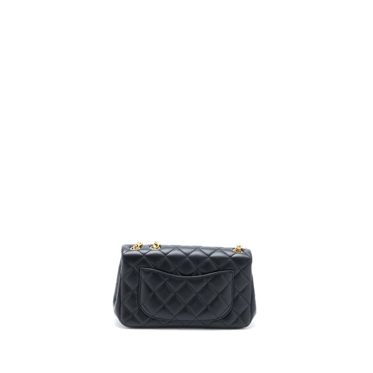 Chanel 23S Camellia Chain Mini Rectangular Lambskin Black Brushed  (Microchip)