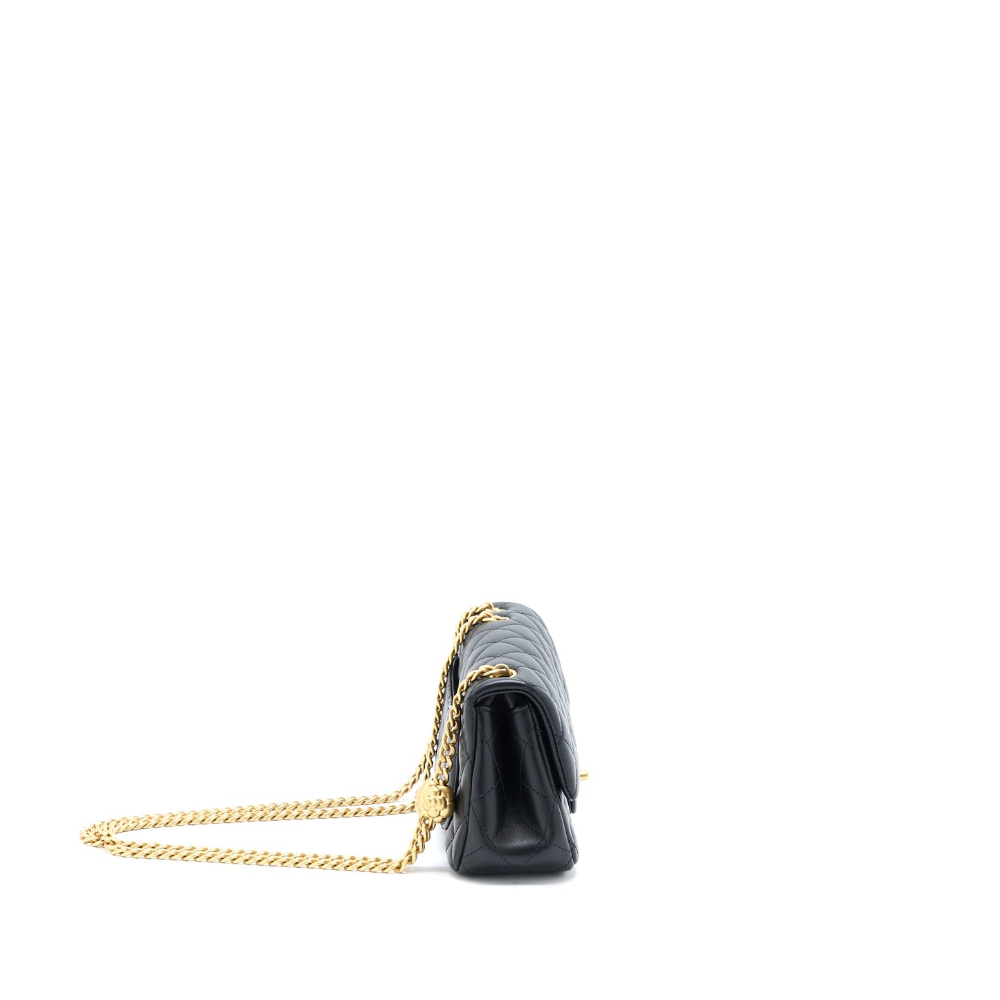 Chanel 23S Camellia Chain Mini Rectangular Lambskin Black Brushed  (Microchip)