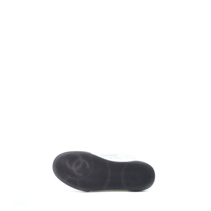 Chanel Size 37.5 Letter/CC Logo Sneaker Calfskin Black/White
