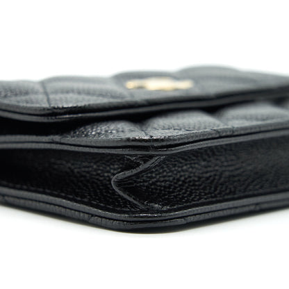 Chanel 21A Flap Card Holder With Chain Black