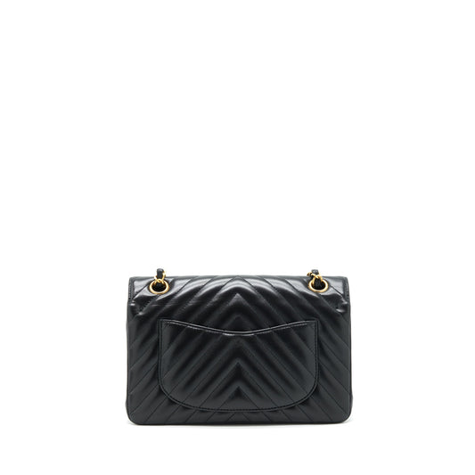 Chanel Small Classic Double Flap Bag Chevron Lambskin Black